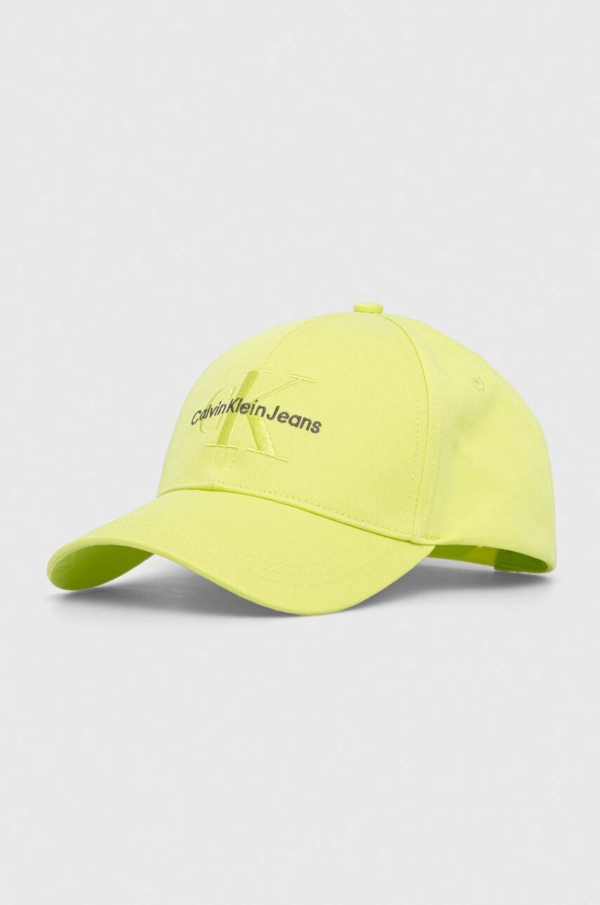 

Памучна шапка с козирка Calvin Klein Jeans в черно с апликация K60K610280, Зелен