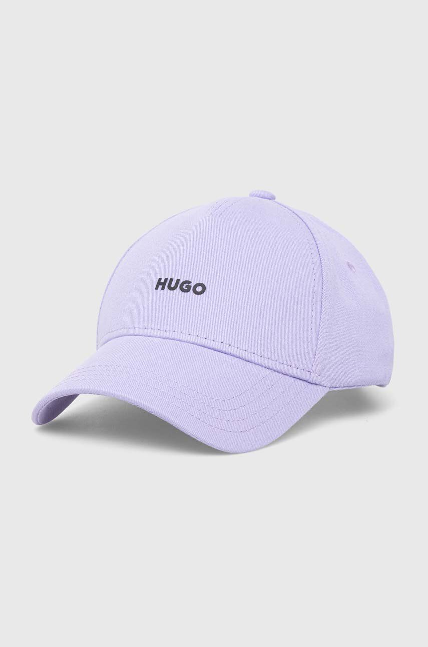 Bavlněná baseballová čepice HUGO fialová barva - fialová - 100 % Bavlna