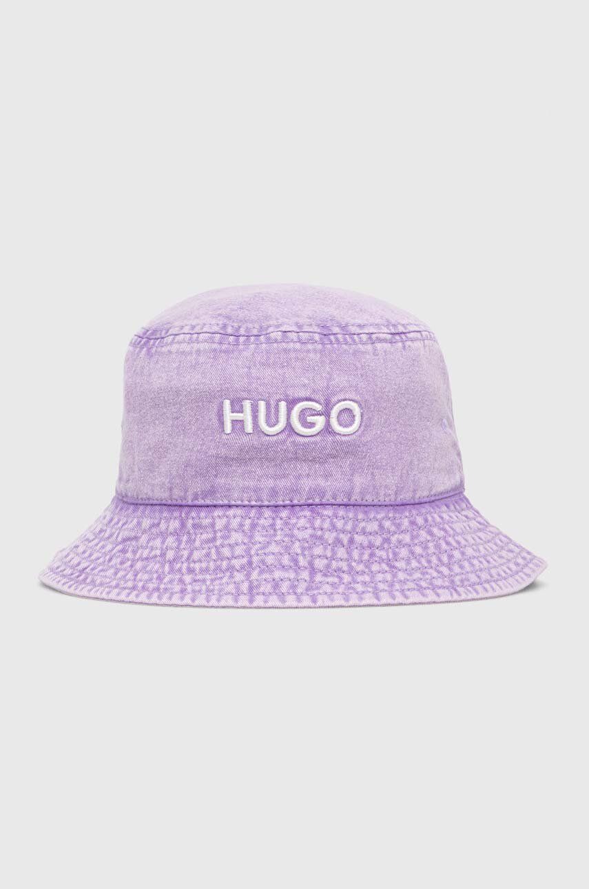 Bavlněná čepice HUGO fialová barva - fialová -  100 % Bavlna