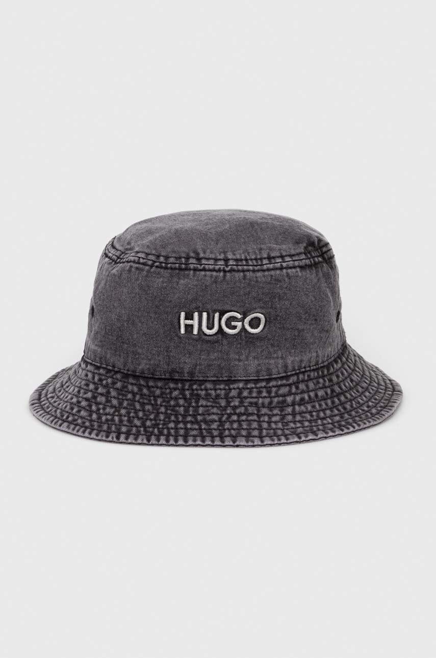 

Шляпа из хлопка HUGO цвет серый хлопковый