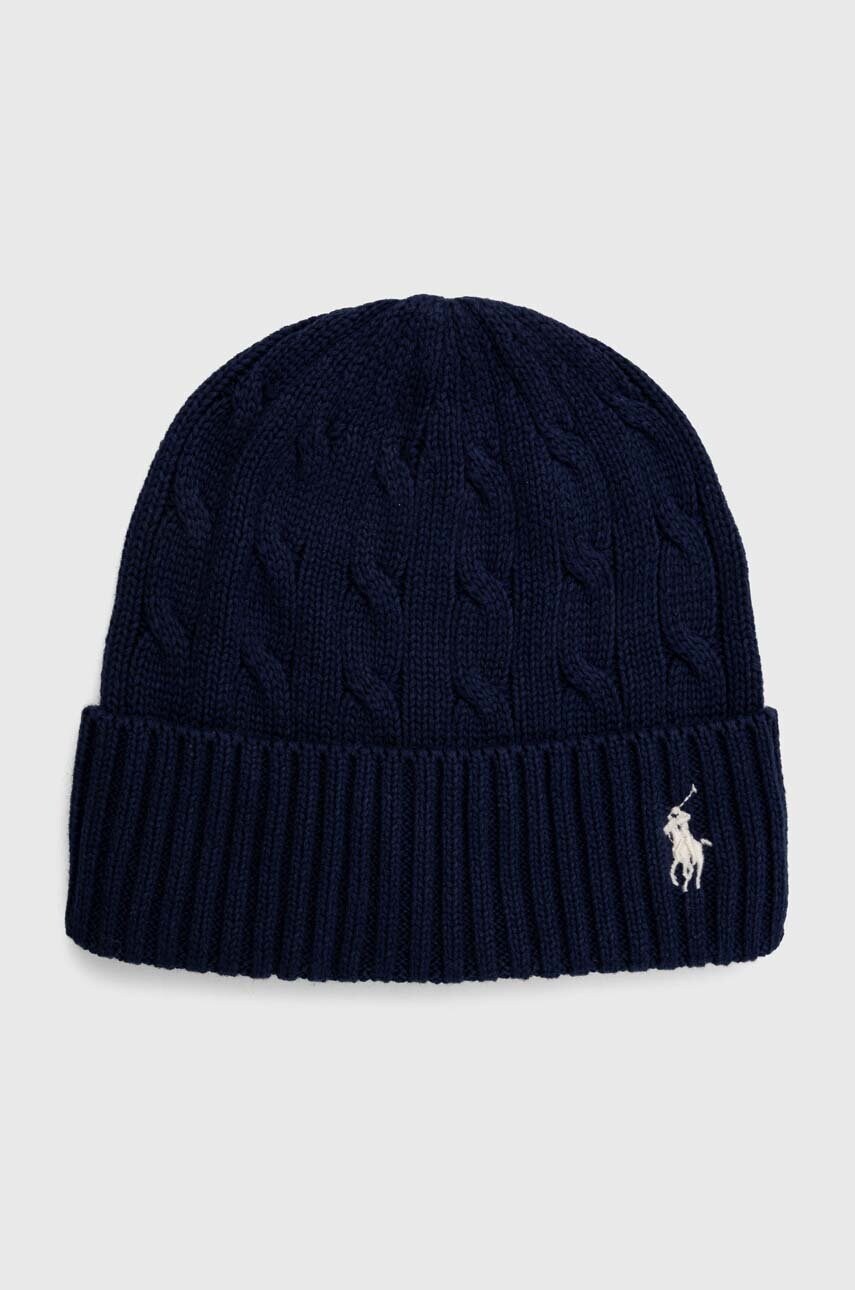 

Хлопковая шапка Polo Ralph Lauren цвет синий из тонкого трикотажа хлопковая