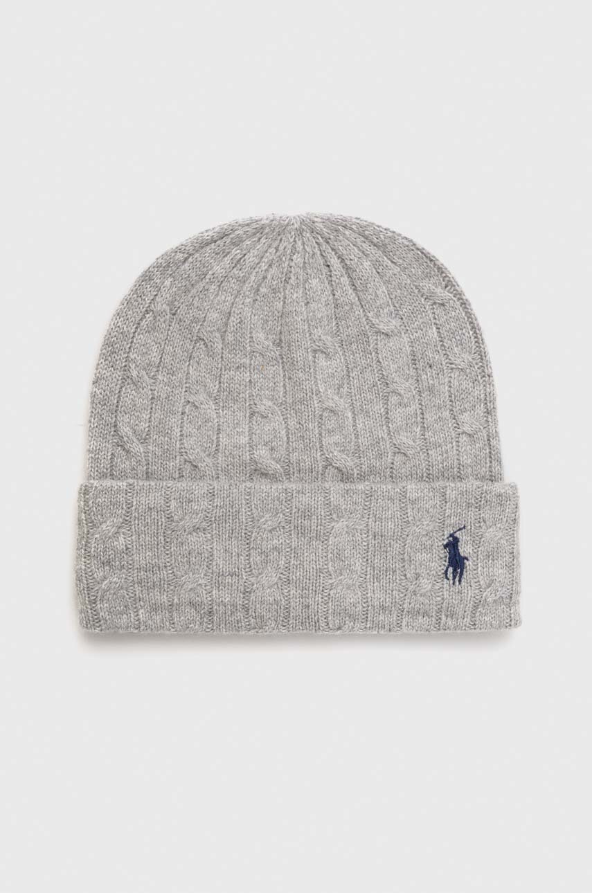 

Шерстяная шапка Polo Ralph Lauren цвет серый шерсть