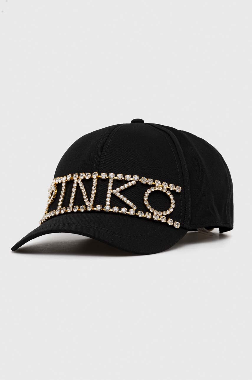 

Хлопковая кепка Pinko цвет чёрный с аппликацией