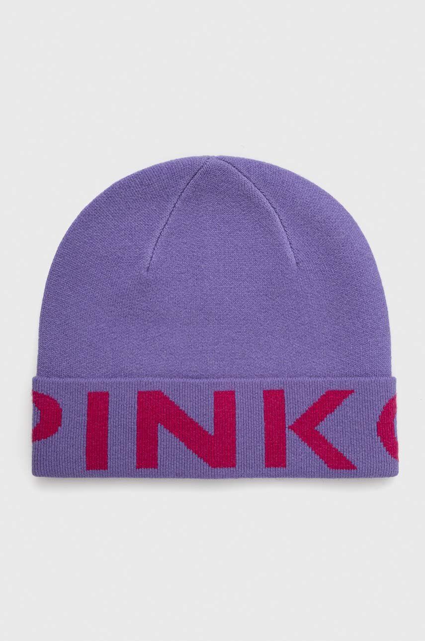 Čepice Pinko fialová barva, z tenké pleteniny - fialová -  76 % Vlna