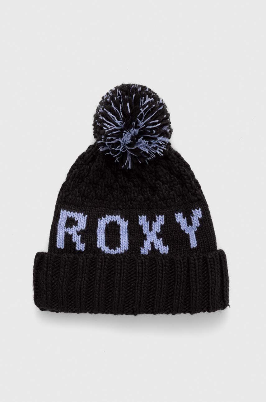E-shop Čepice Roxy černá barva, z husté pleteniny