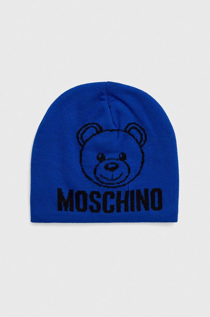 Čepice Moschino z husté pleteniny - modrá -  50 % Akryl