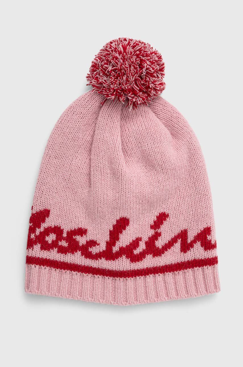 Čepice Moschino růžová barva - růžová -  80 % Vlna
