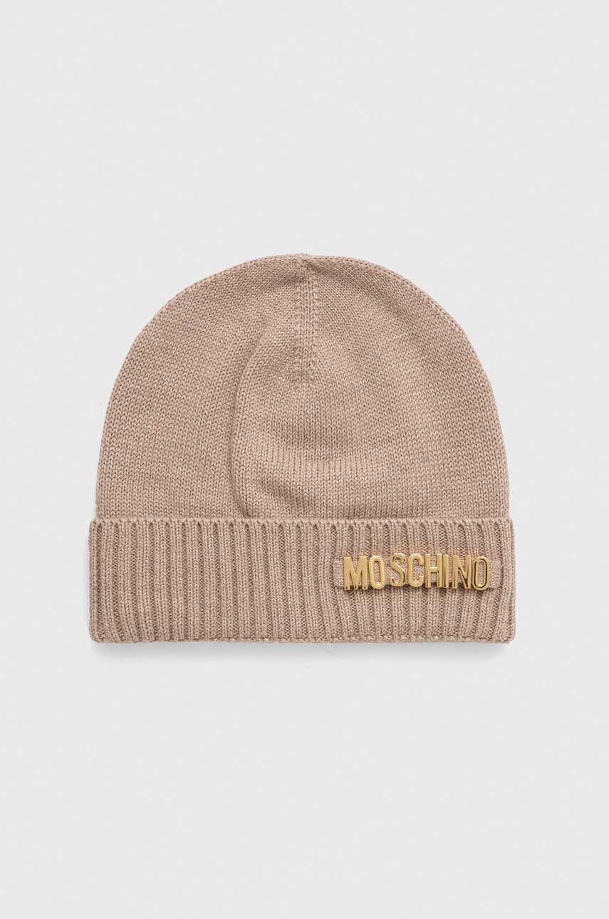 

Вълнена шапка Moschino в бежово от вълна, Бежов
