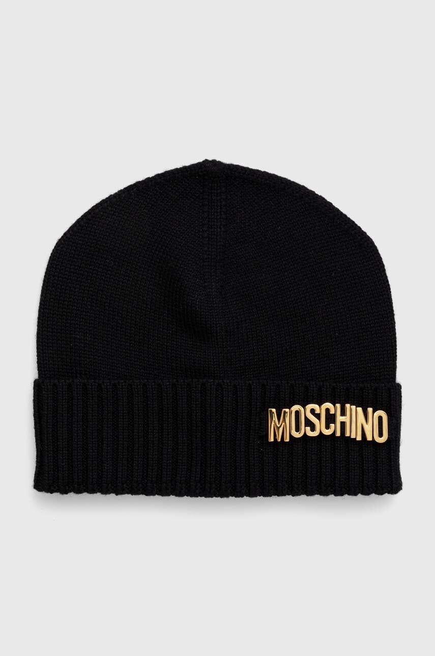 Moschino caciula de lana culoarea negru, de lana Moschino caciula de lana culoarea negru, de lana