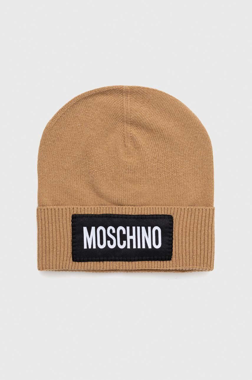 E-shop Kašmírová čepice Moschino hnědá barva, vlněná