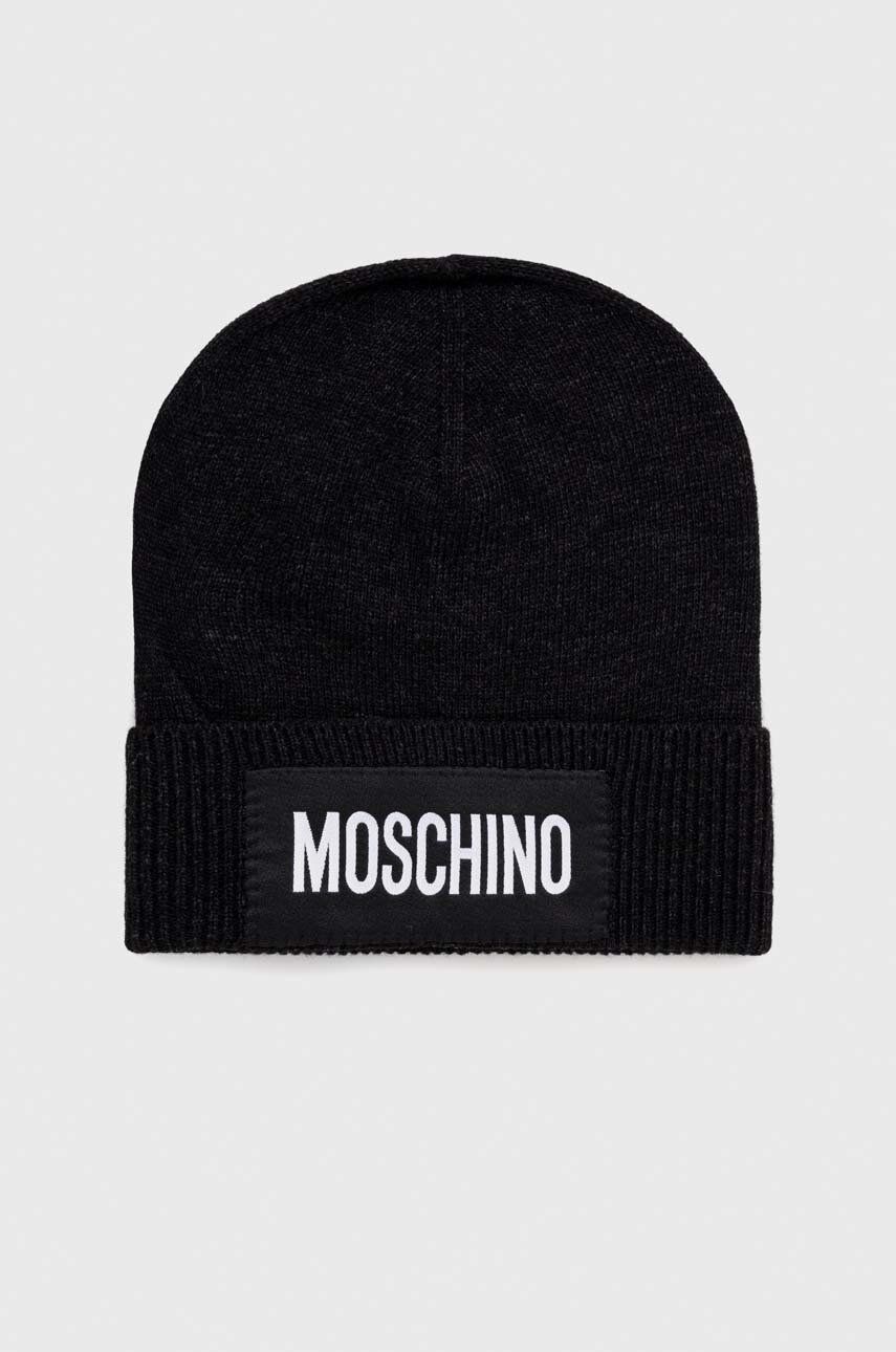 E-shop Kašmírová čepice Moschino černá barva, vlněná