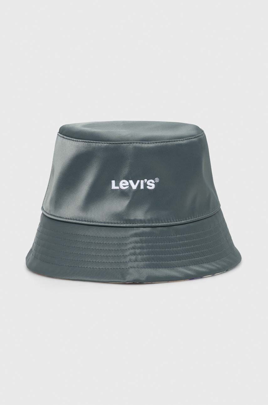 Levně Oboustranný klobouk Levi's zelená barva