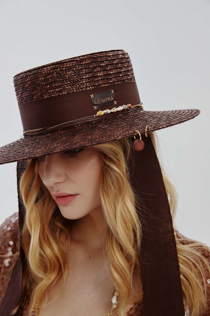 LE SH KA headwear palarie Brown Canotier culoarea maro