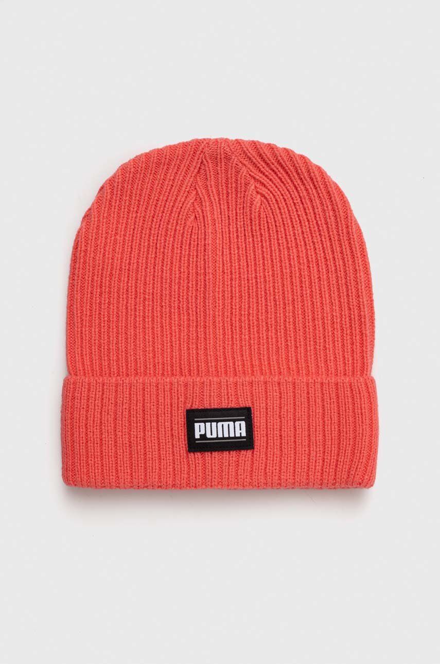Čepice Puma růžová barva, z tenké pleteniny - růžová - 100 % Akryl