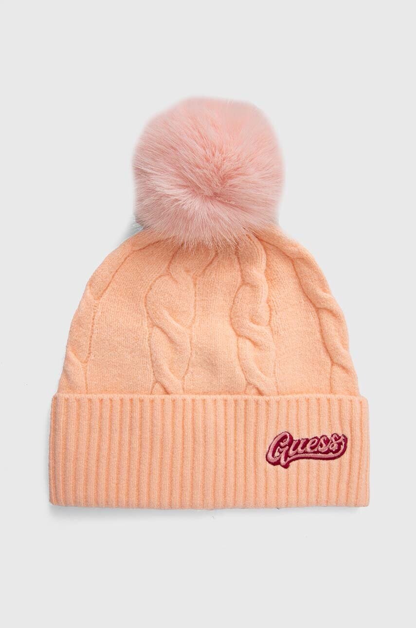

Шапка Guess цвет розовый из тонкого трикотажа