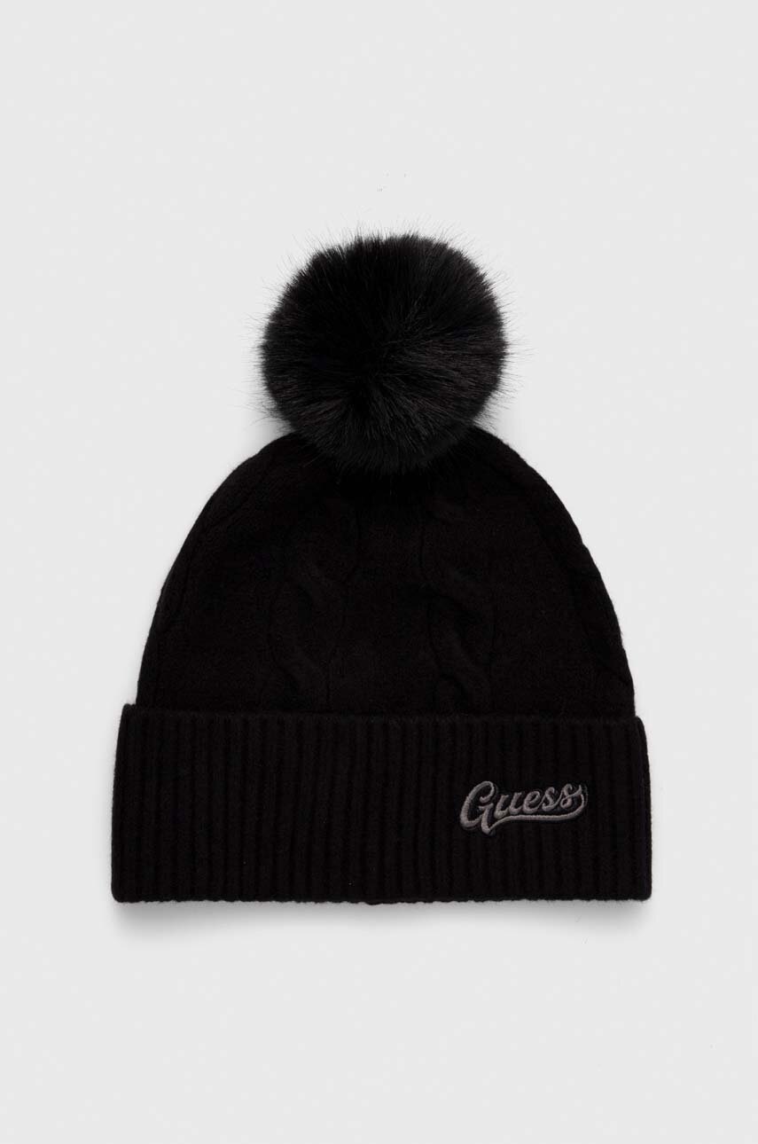 

Шапка Guess колір чорний з тонкого трикотажу