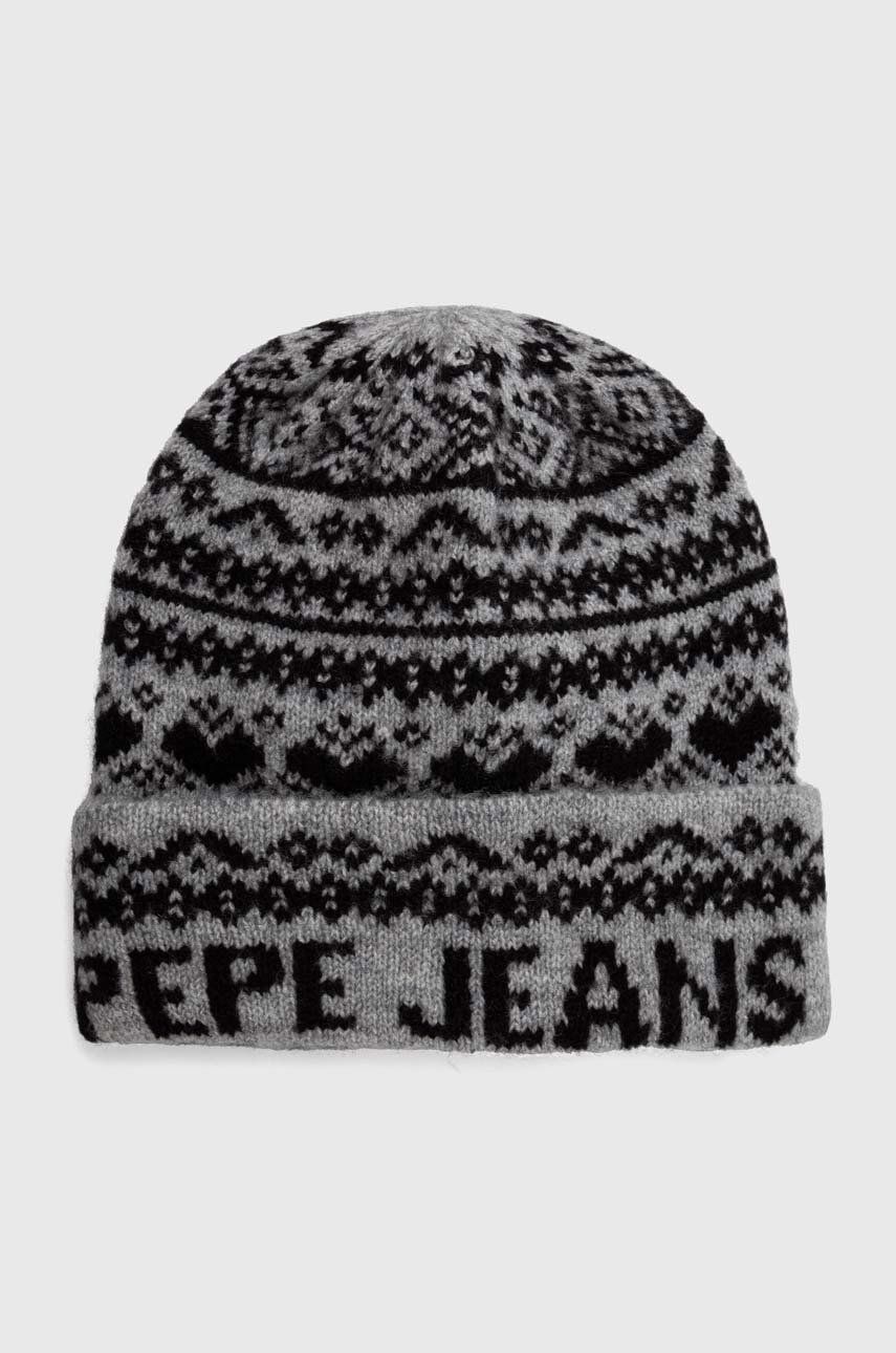 Levně Čepice Pepe Jeans šedá barva, z husté pleteniny