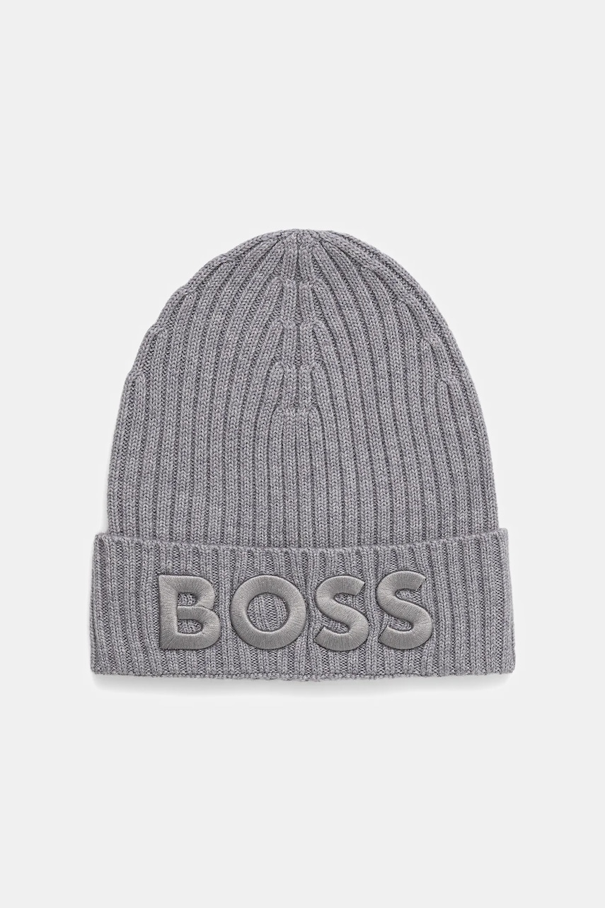 BOSS căciulă de lână culoarea negru, 50497815