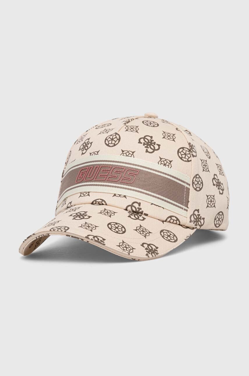 

Кепка Guess колір бежевий візерунок