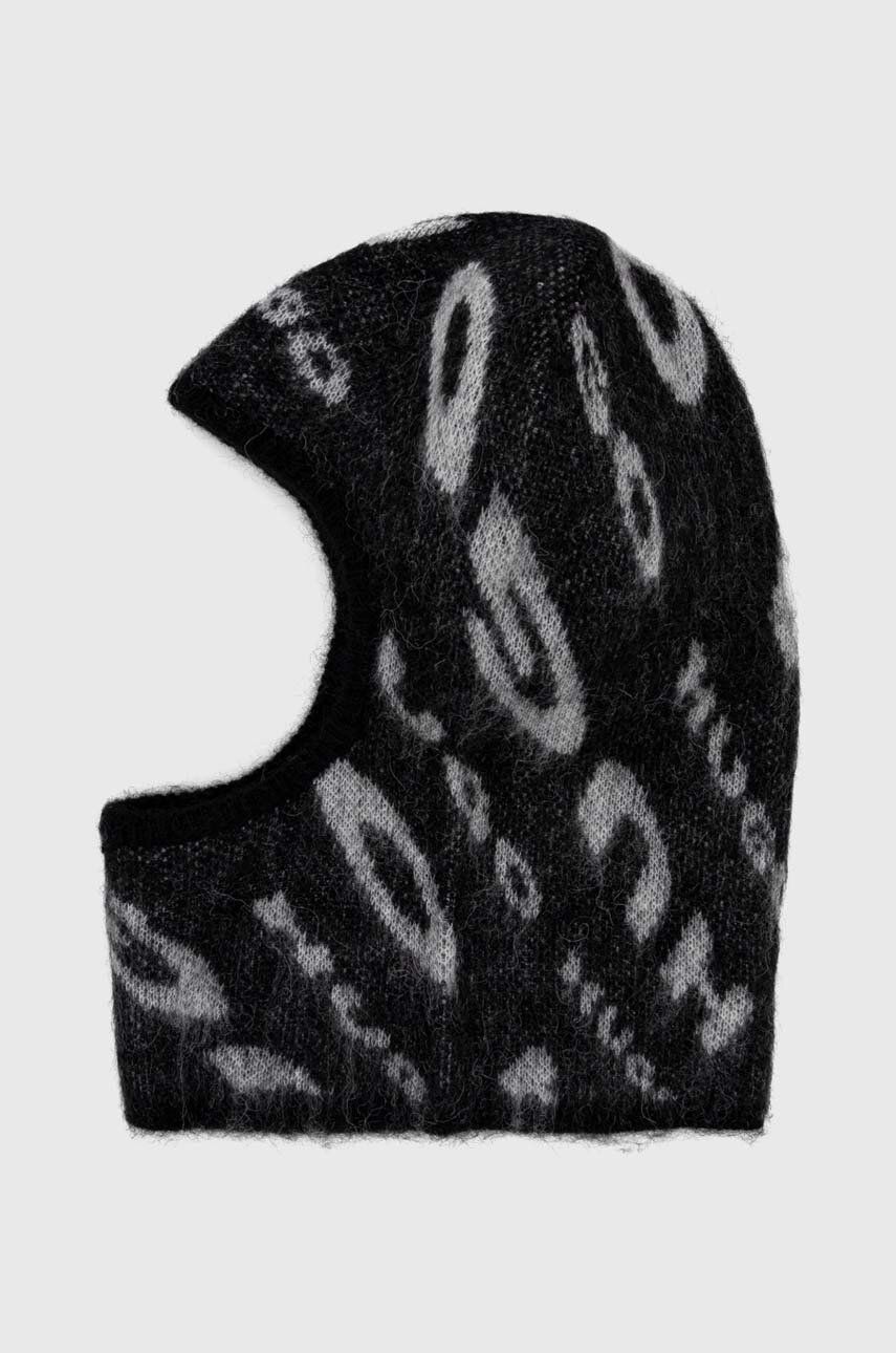Levně Kukla s příměsí vlny HUGO šedá barva, z tenké pleteniny