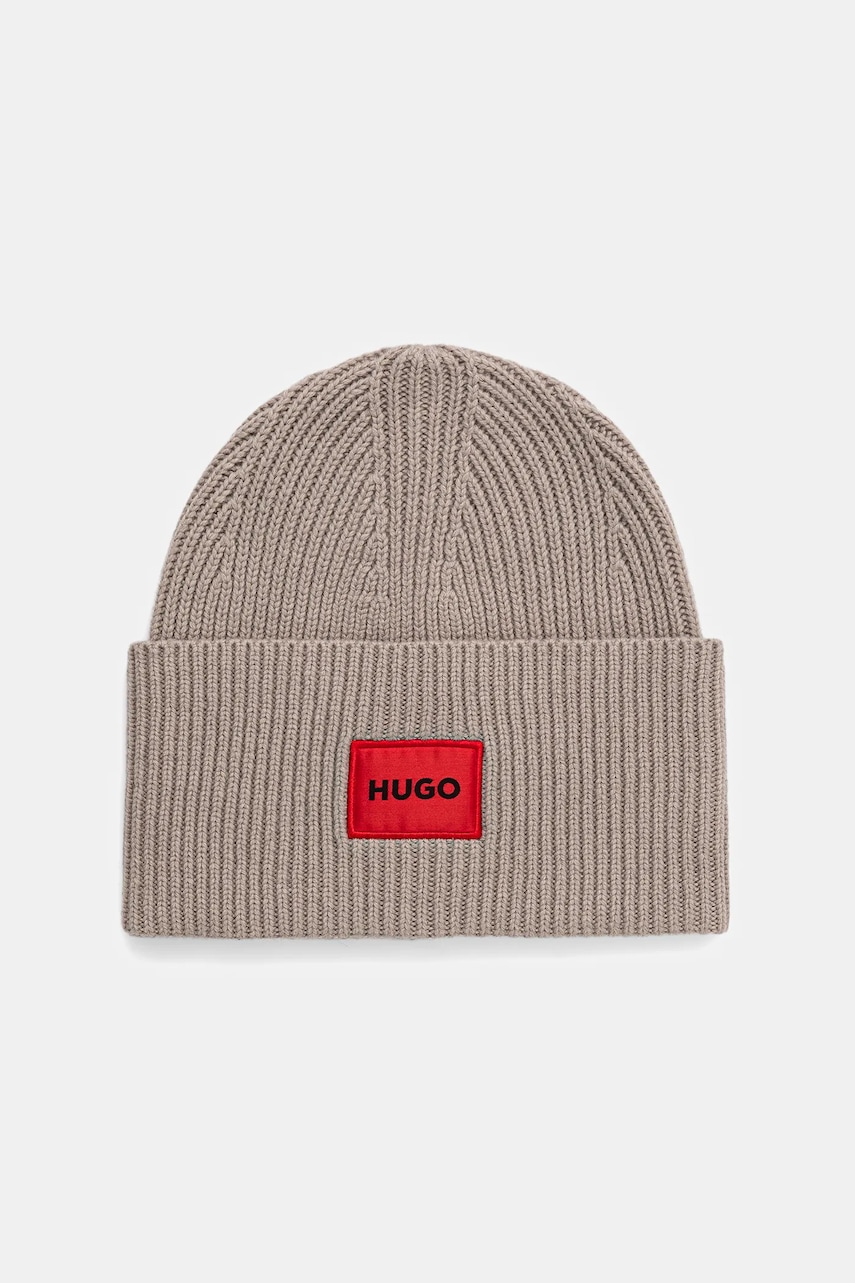 HUGO căciulă de lână culoarea negru, de lână, din tricot gros, 50502579