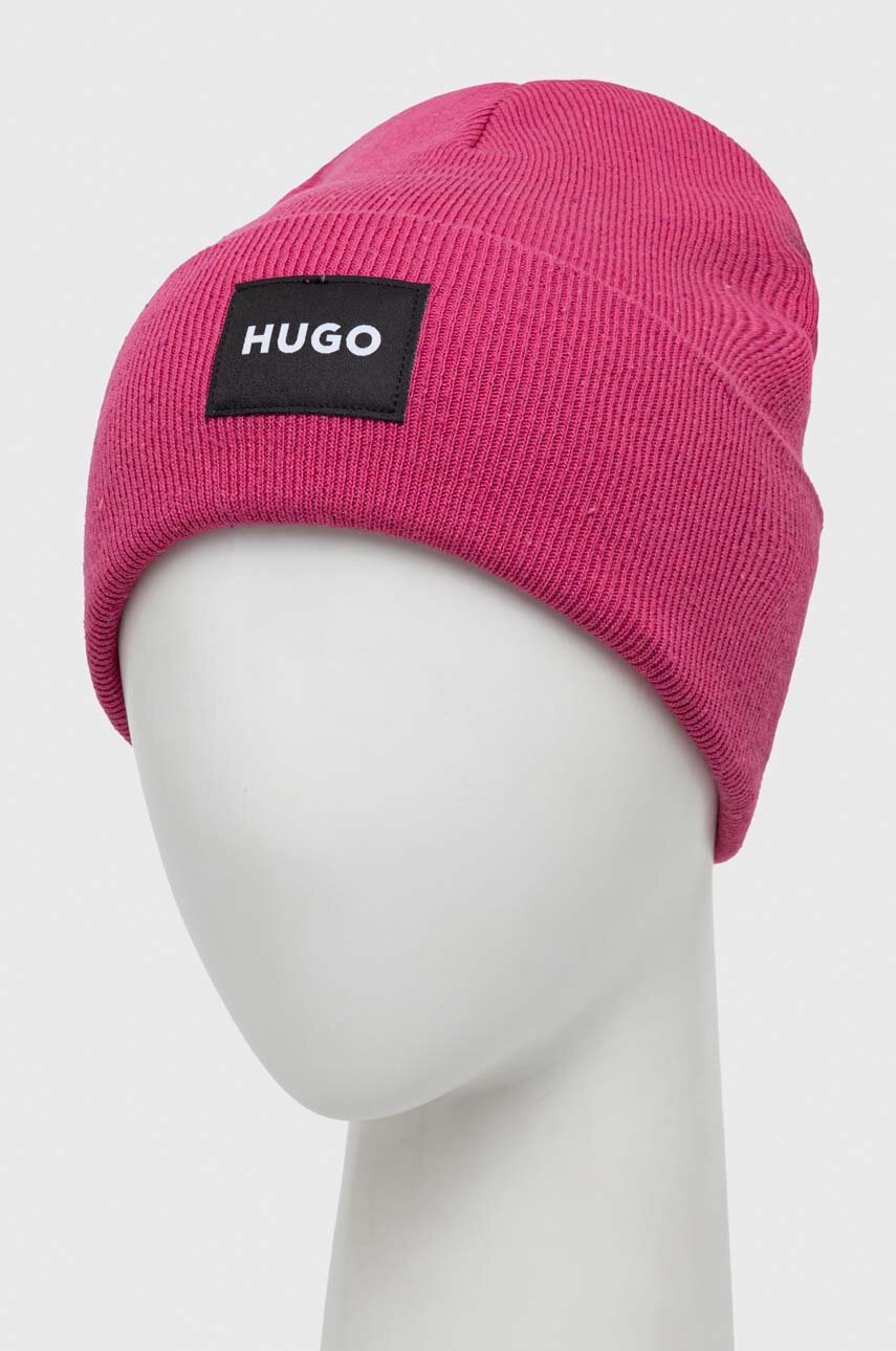 

Шапка HUGO цвет розовый из тонкого трикотажа