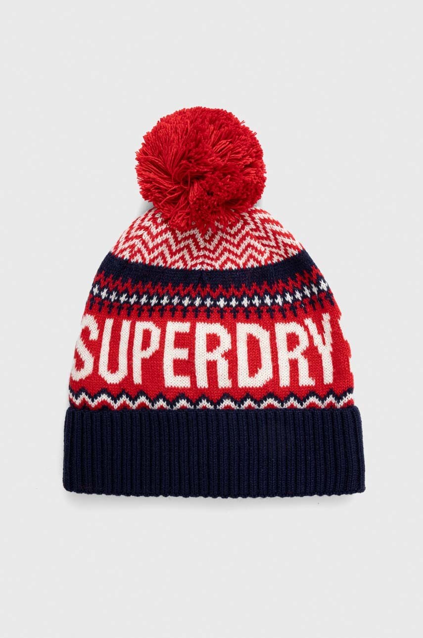 Levně Čepice z vlněné směsi Superdry tmavomodrá barva