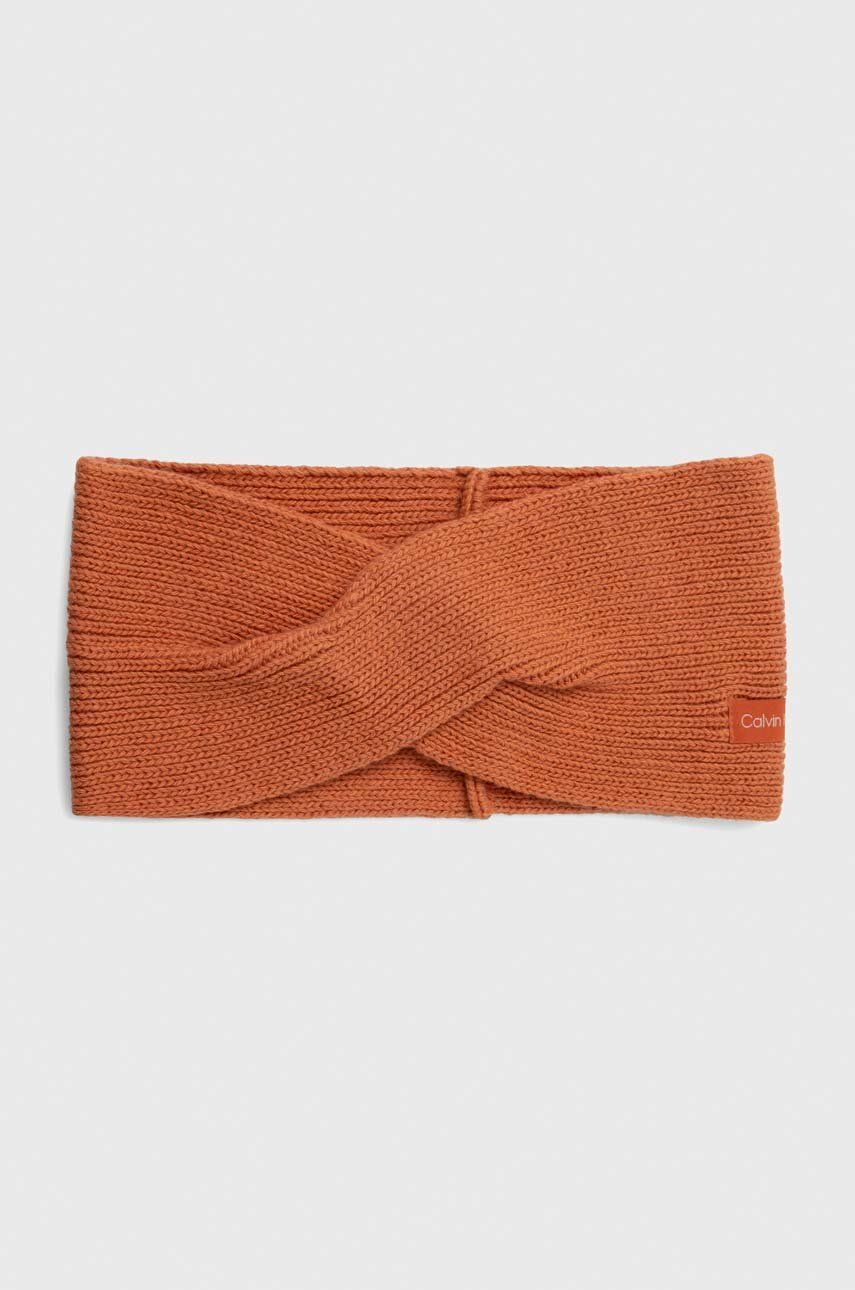 Čelenka Calvin Klein oranžová barva - oranžová - 55 % Bavlna