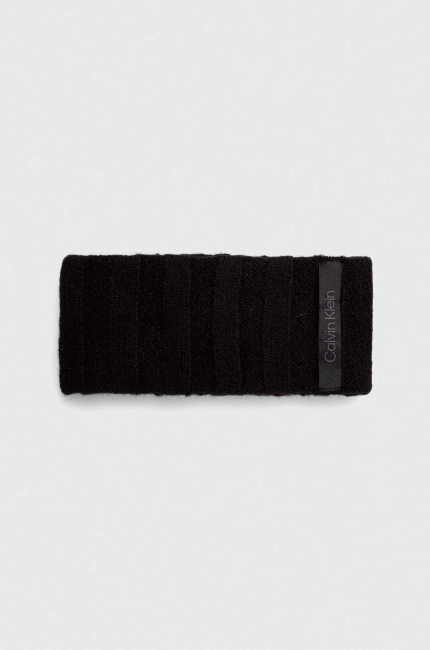 E-shop Čelenka s příměsí vlny Calvin Klein černá barva