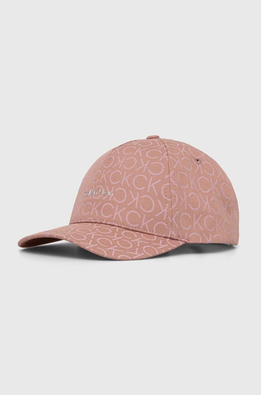 Levně Bavlněná baseballová čepice Calvin Klein růžová barva, K60K611152