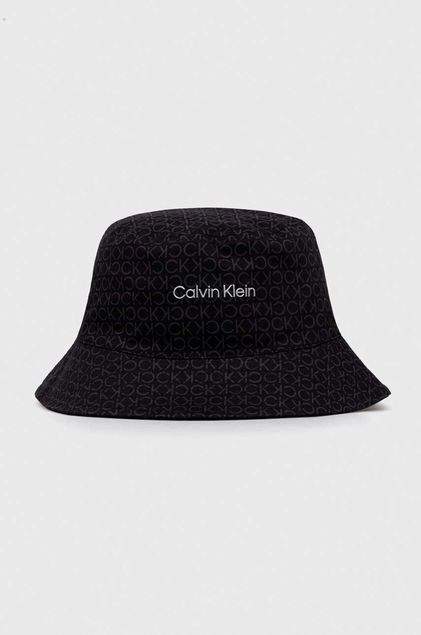

Памучна капела с две лица Calvin Klein в черно от памук, Черен