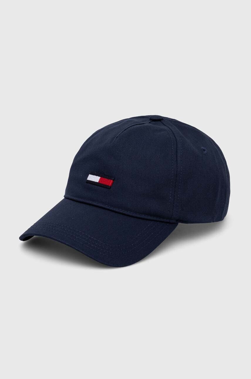 

Бавовняна бейсболка Tommy Jeans колір синій з аплікацією