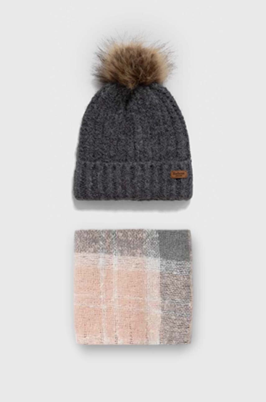 Barbour palarie si esarfa culoarea gri