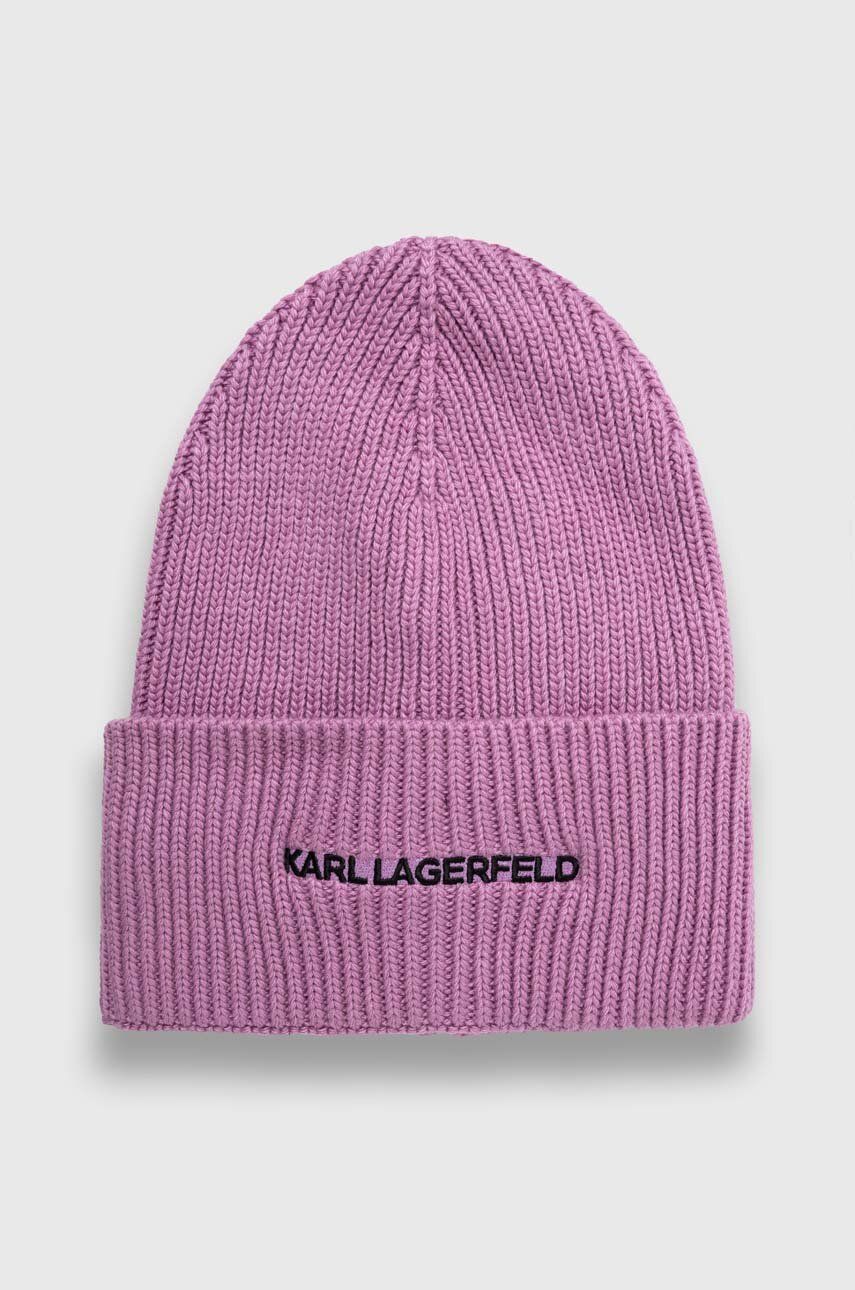 Karl Lagerfeld caciula din amestec de casmir culoarea violet, din tesatura neteda