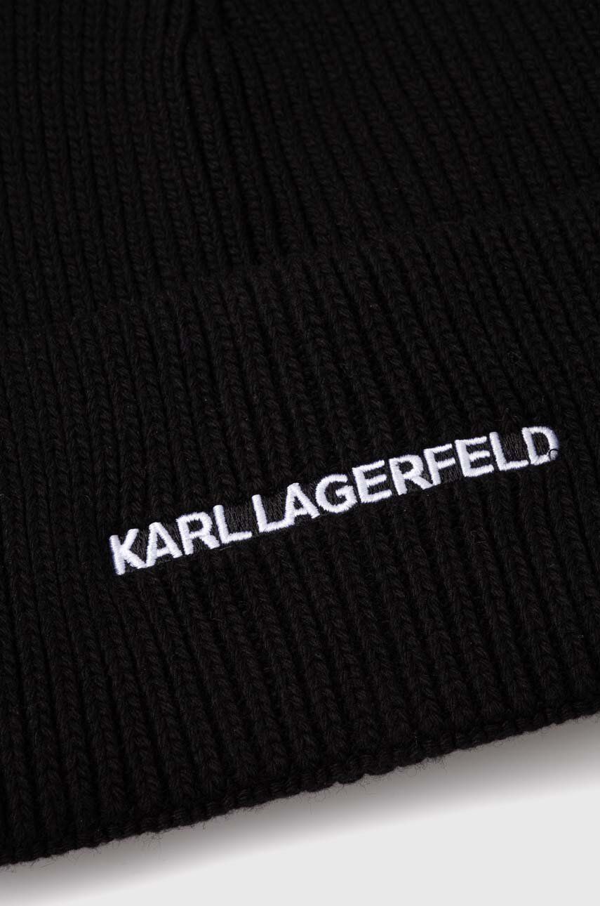 Karl Lagerfeld Caciula Din Amestec De Casmir Culoarea Negru, Din Tesatura Neteda