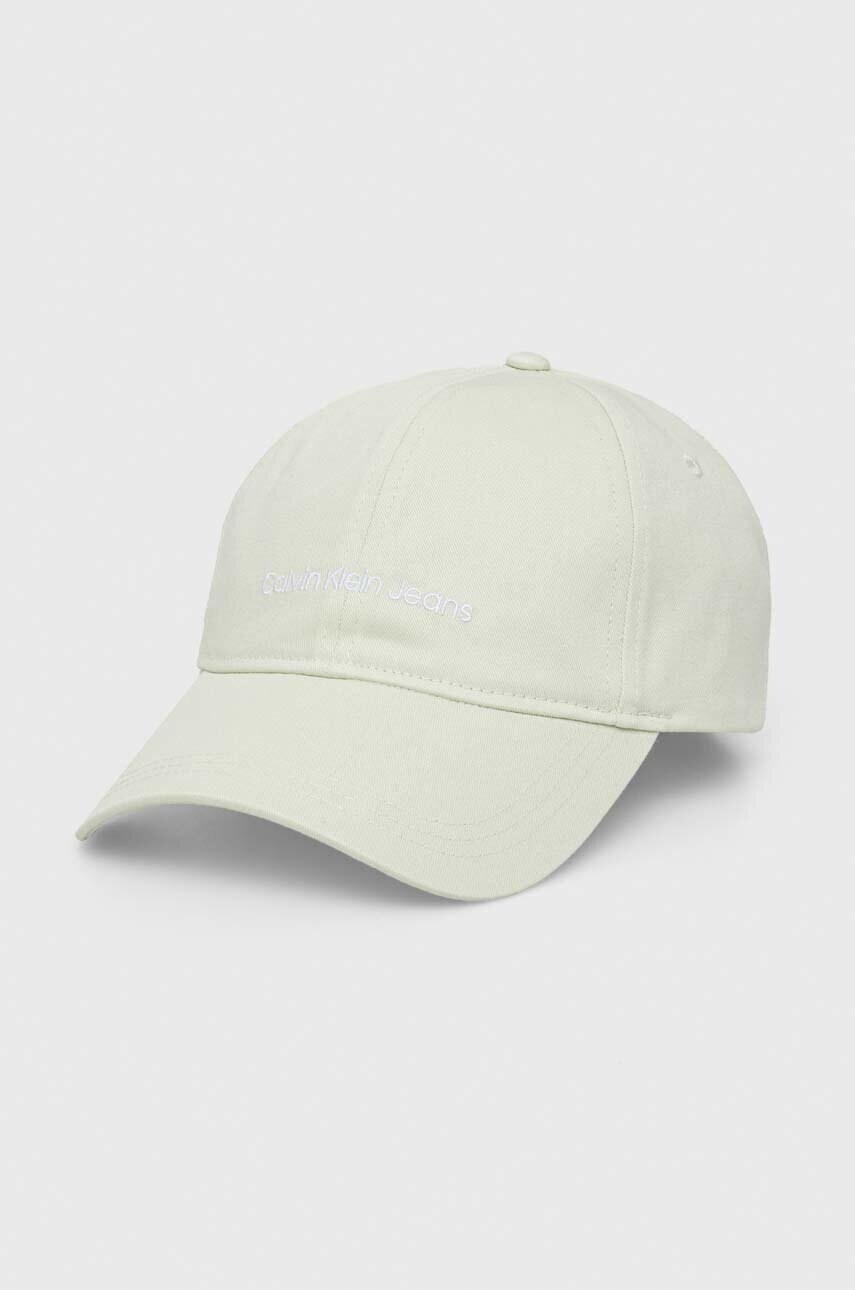 Levně Bavlněná baseballová čepice Calvin Klein Jeans tyrkysová barva, s aplikací, K60K608849