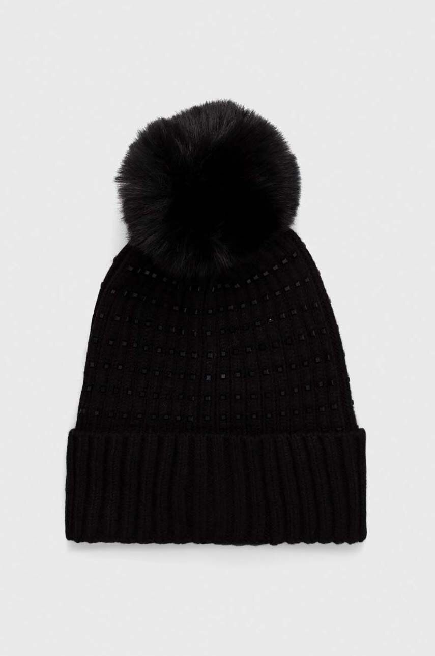 Čepice Morgan černá barva, z tenké pleteniny - černá - Hlavní materiál: 50 % Viskóza