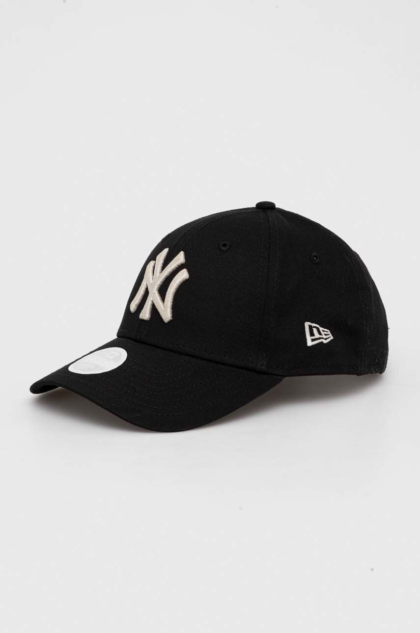 Bavlněná baseballová čepice New Era černá barva, s aplikací, NEW YORK YANKEES - černá - 100 % Bavlna