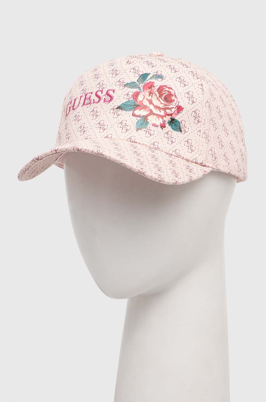 E-shop Bavlněná baseballová čepice Guess DENISE růžová barva, W4RZ05 WO080