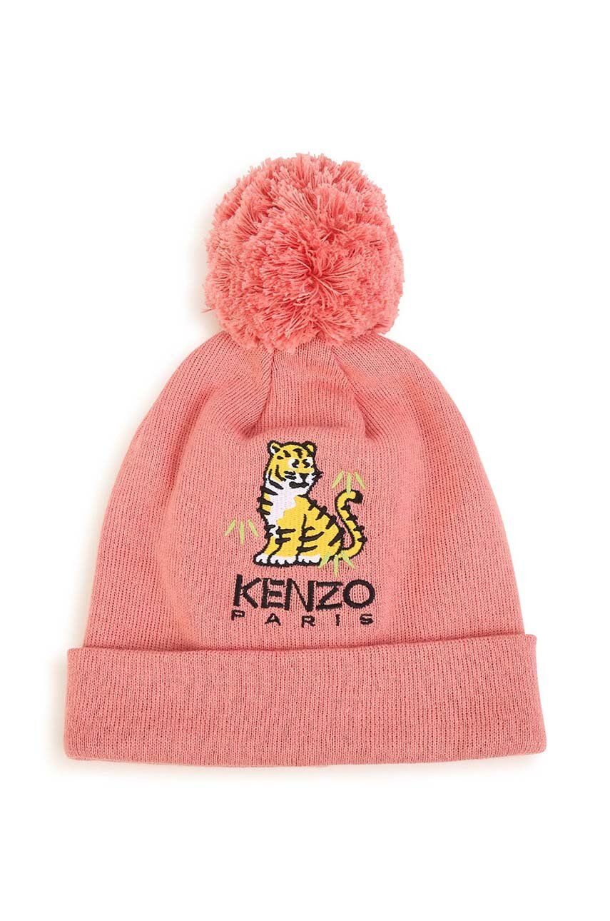 Детская шапка с примесью кашемира Kenzo Kids цвет розовый Детская шапка с примесью кашемира Kenzo Kids цвет розовый