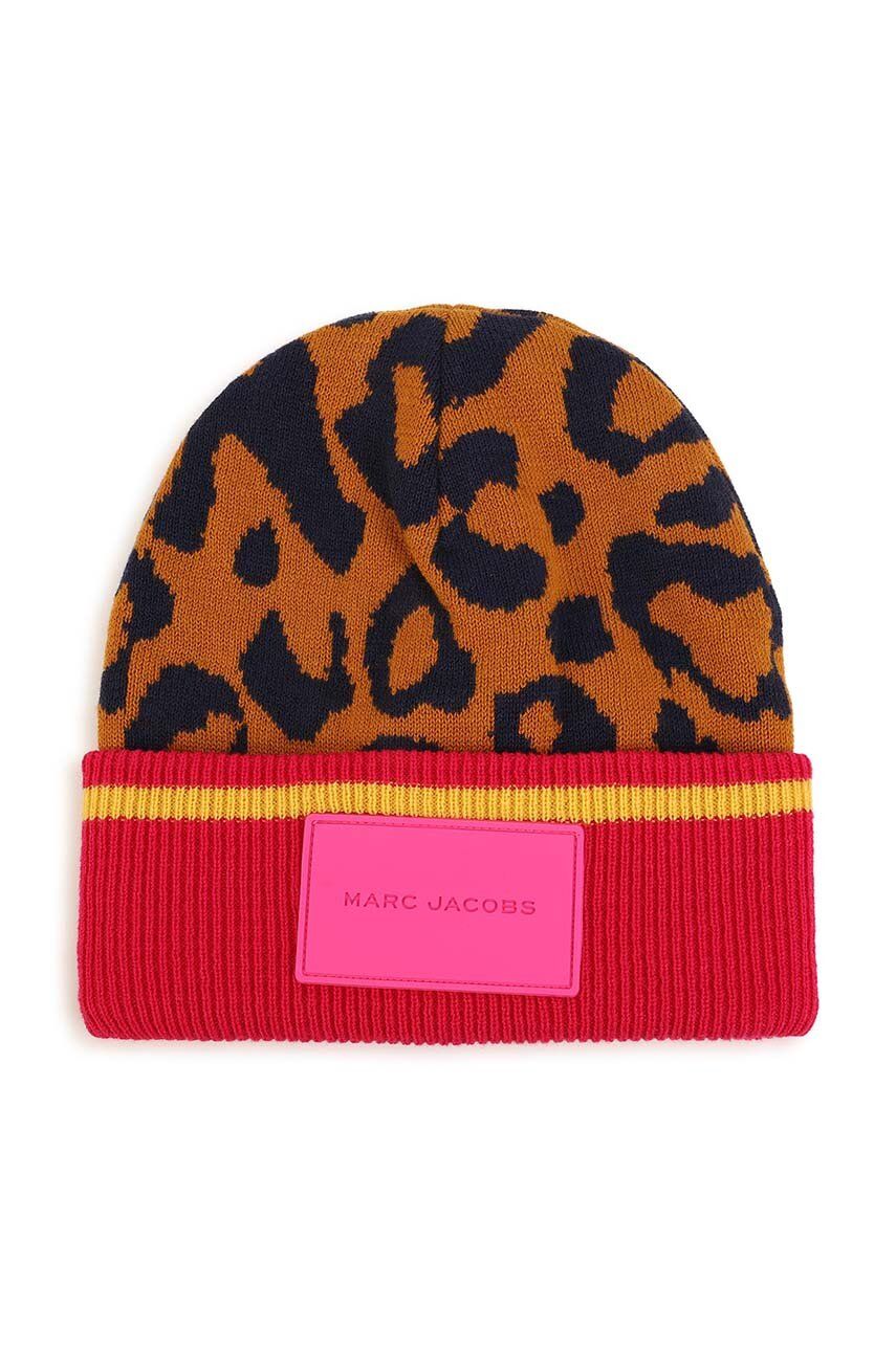 Дитяча шапка з домішкою вовни Marc Jacobs колір рожевий з товстого трикотажу Дитяча шапка з домішкою вовни Marc Jacobs колір рожевий з товстого трикотажу