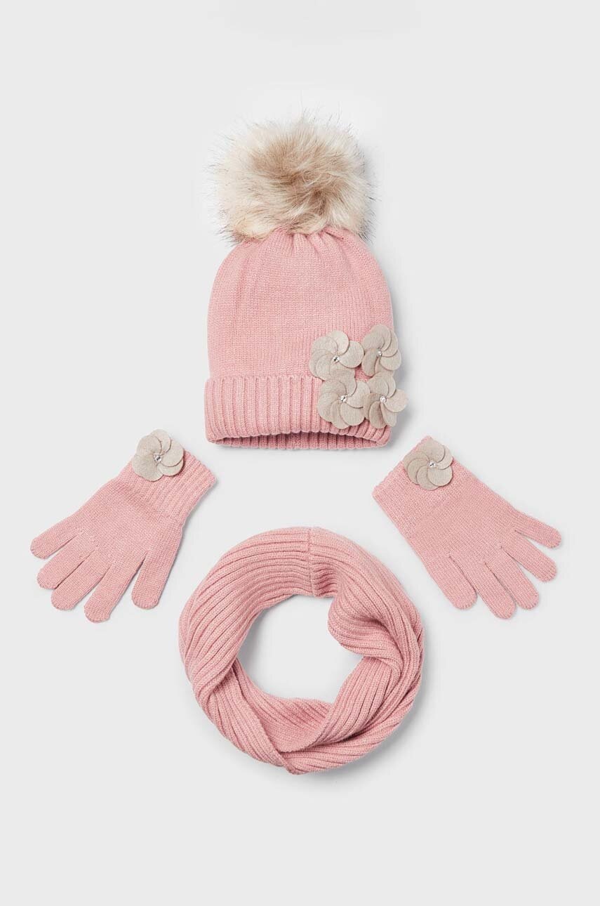 Детская шапка, снуд и перчатки Mayoral цвет бежевый в Запорожье Детская шапка, снуд и перчатки Mayoral цвет бежевый в Запорожье