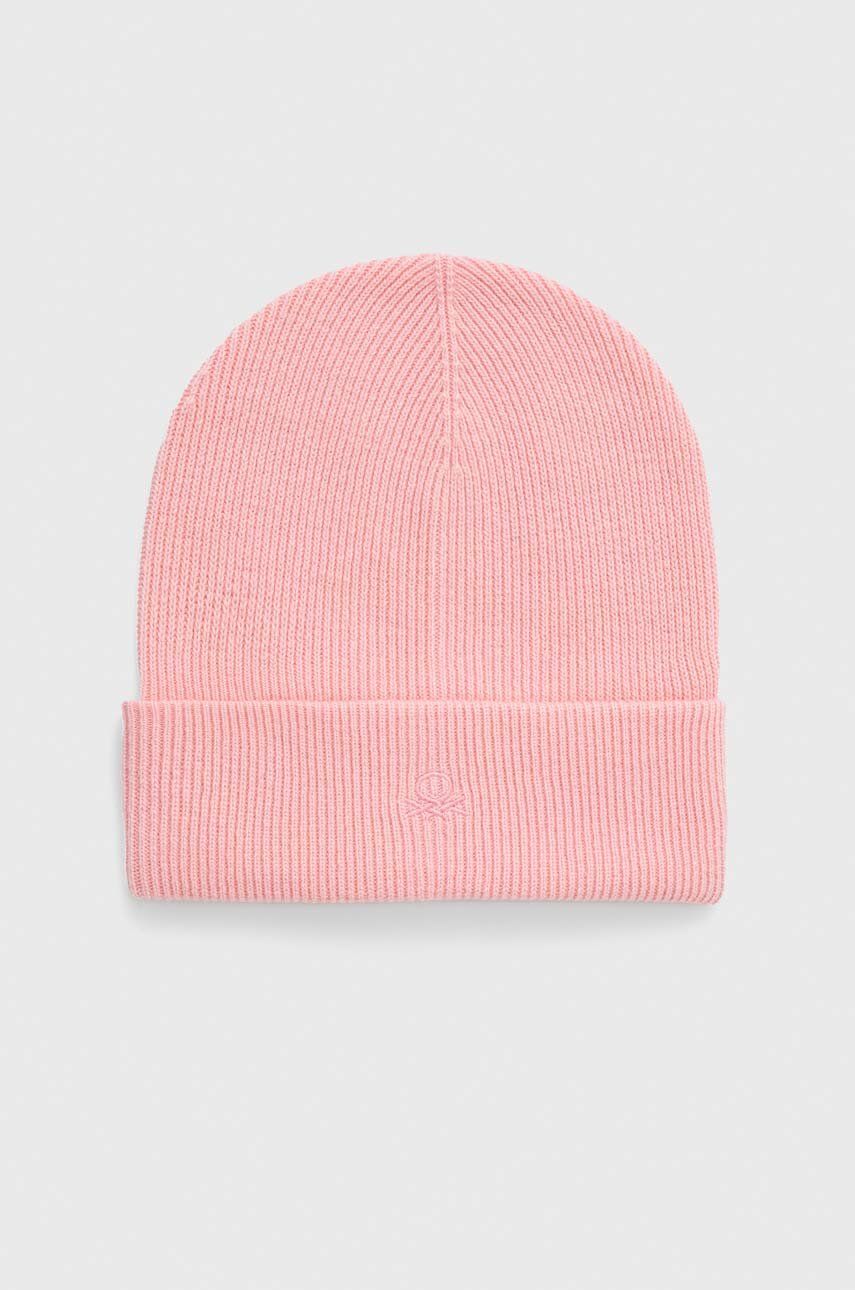 United Colors of Benetton șapcă de lână pentru copii culoarea roz, din tesatura neteda