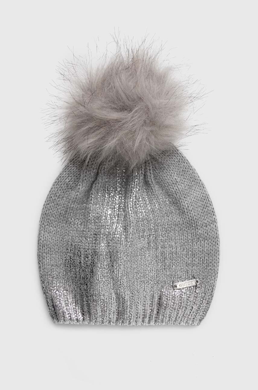 

Дитяча шапка Guess колір сірий з тонкого трикотажу