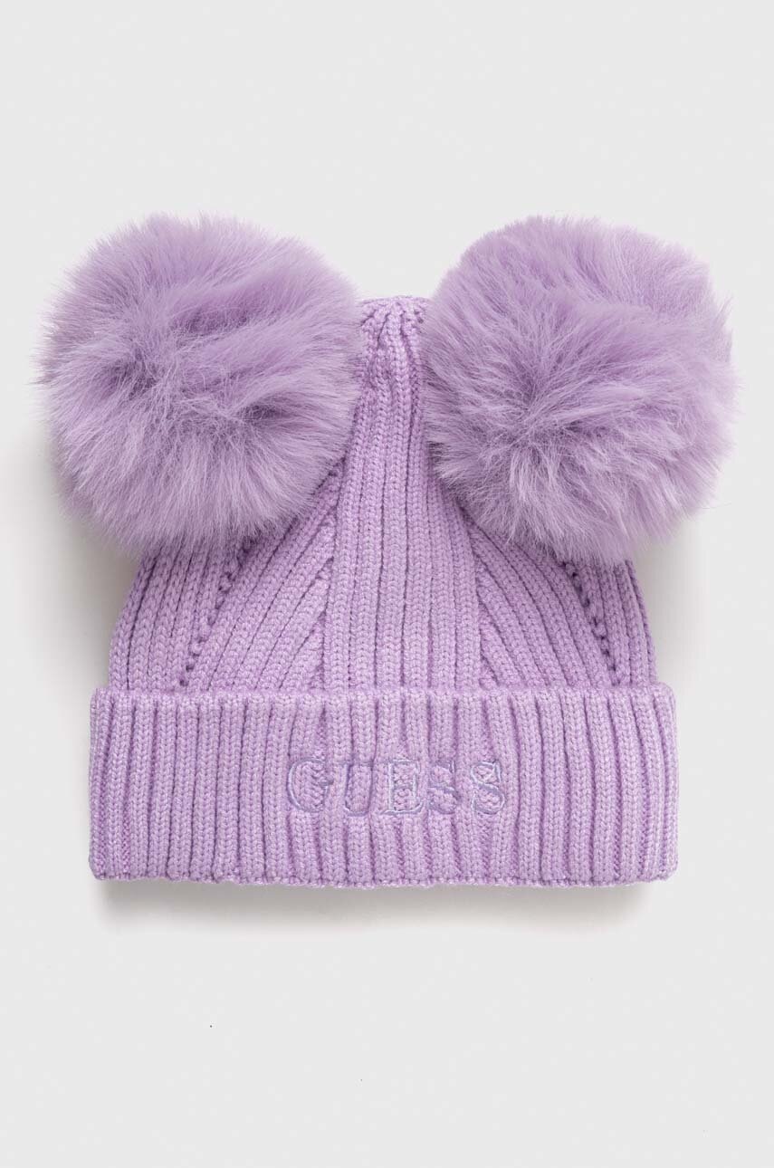 

Дитяча шапка Guess колір фіолетовий з тонкого трикотажу