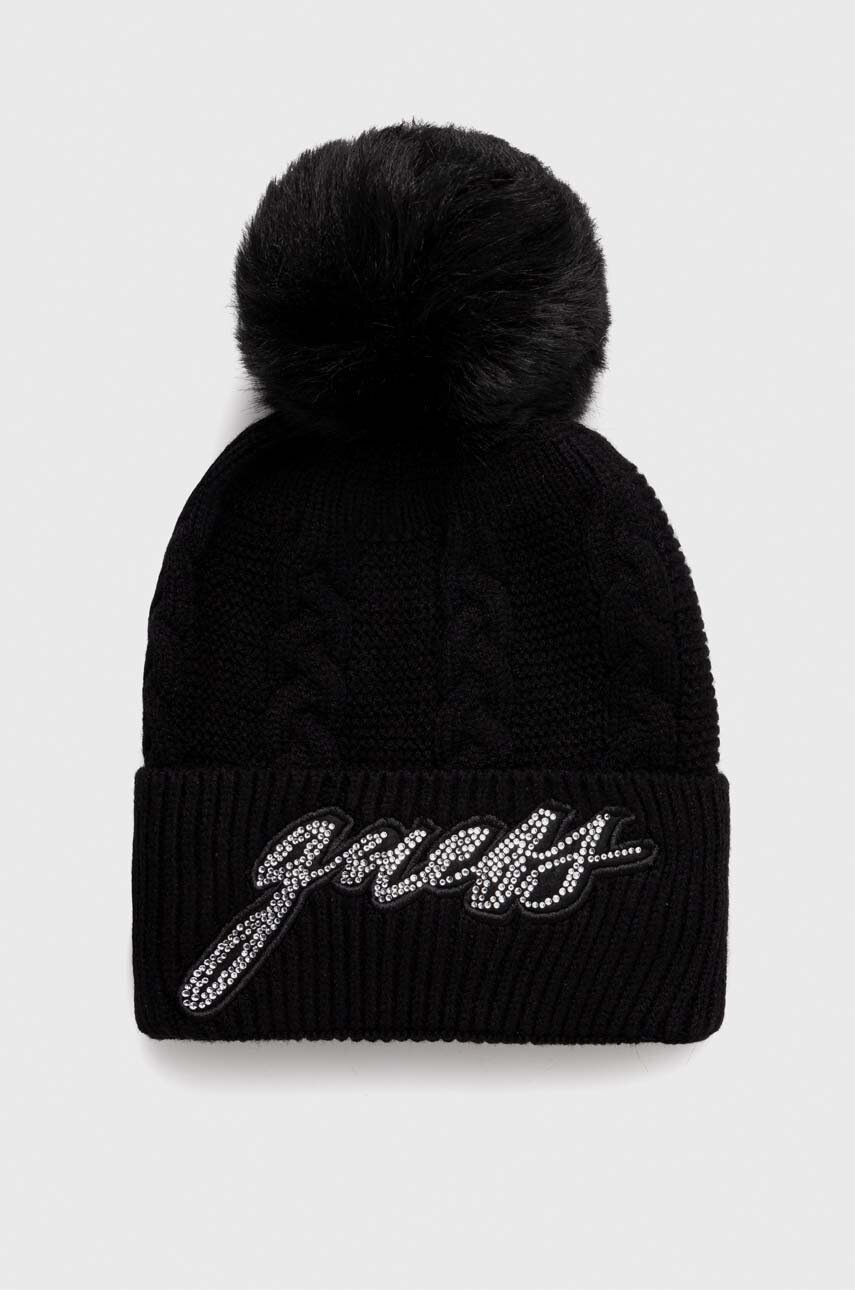 

Дитяча шапка Guess колір чорний з товстого трикотажу