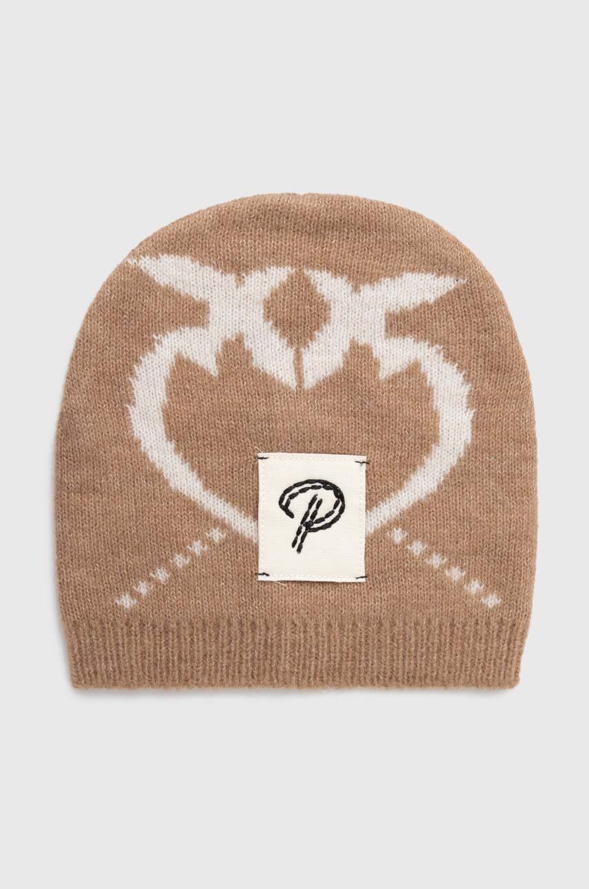 Дитяча шапка з домішкою вовни Pinko Up колір бежевий з тонкого трикотажу Дитяча шапка з домішкою вовни Pinko Up колір бежевий з тонкого трикотажу