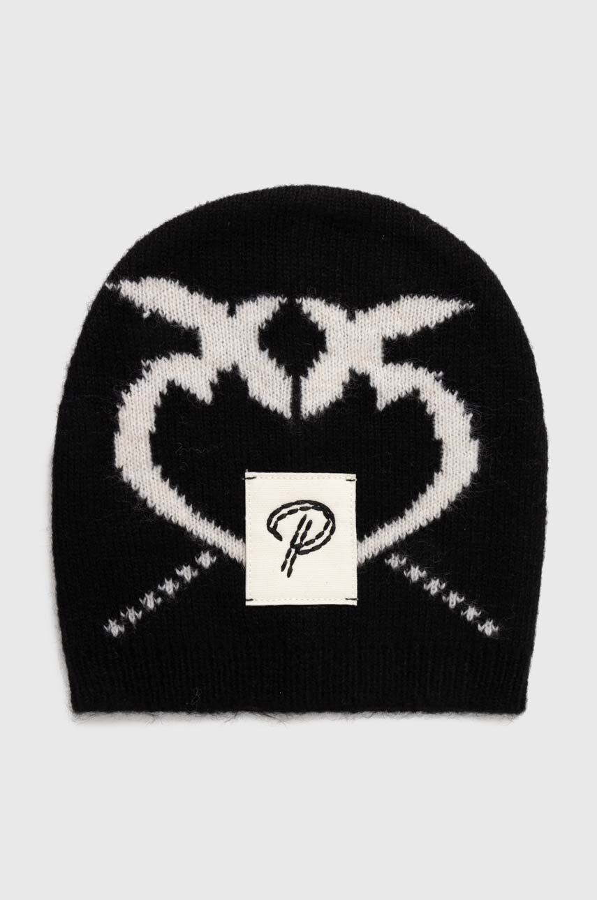 Детская шапка с примесью шерсти Pinko Up цвет чёрный из тонкого трикотажа Детская шапка с примесью шерсти Pinko Up цвет чёрный из тонкого трикотажа
