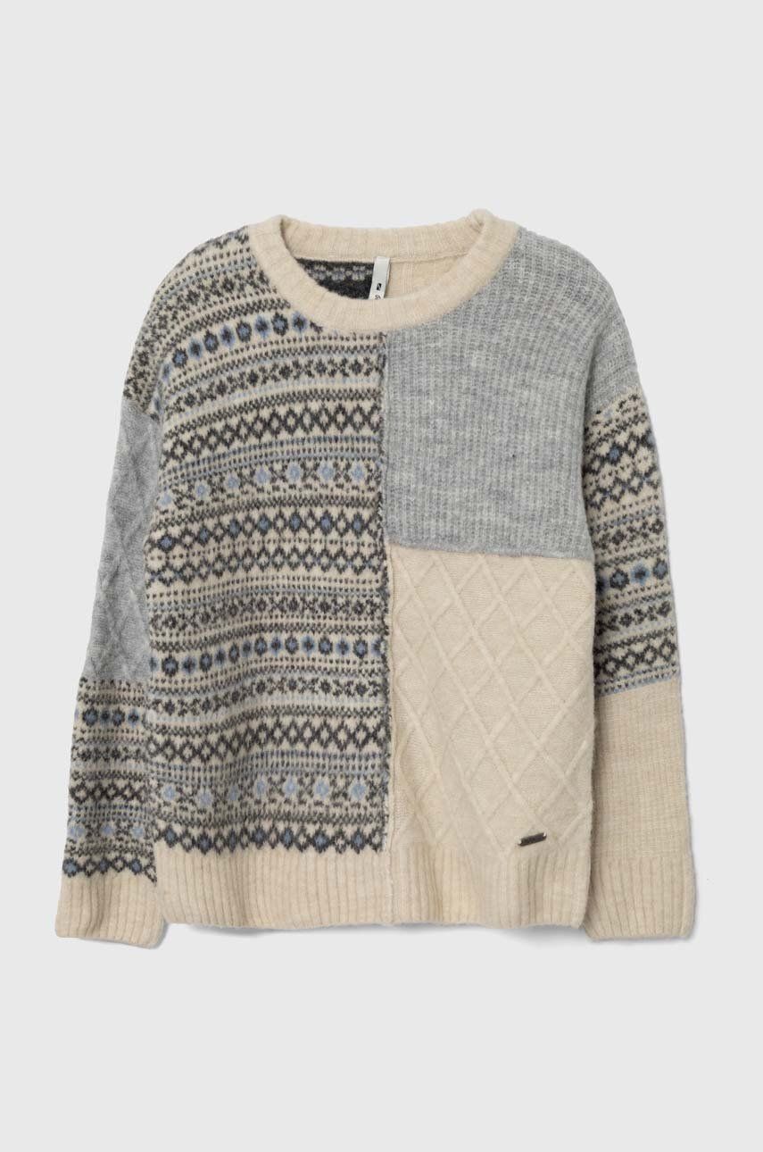 Pepe Jeans pulover pentru copii din amestec de lana culoarea bej, light
