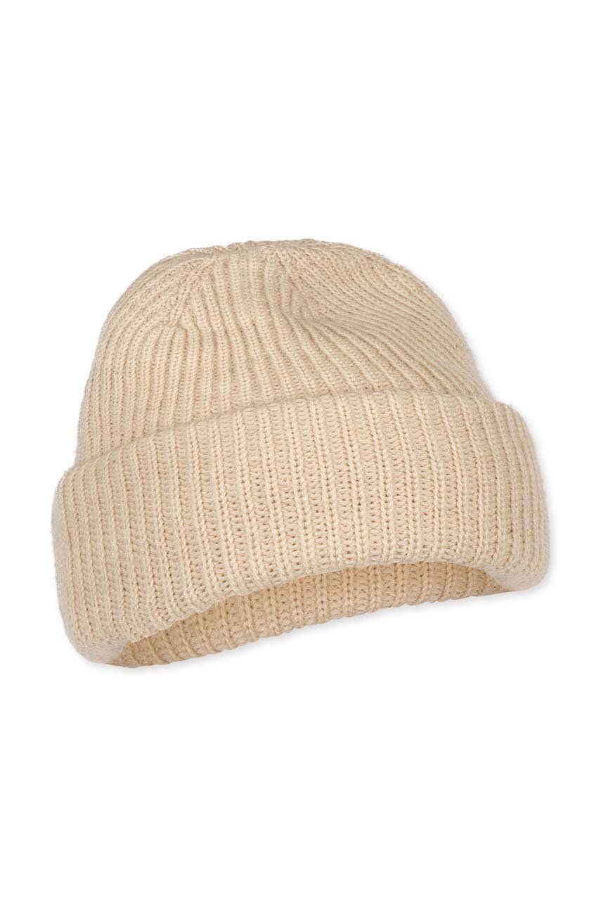 Konges Sløjd șapcă de lână pentru copii culoarea bej, de lana